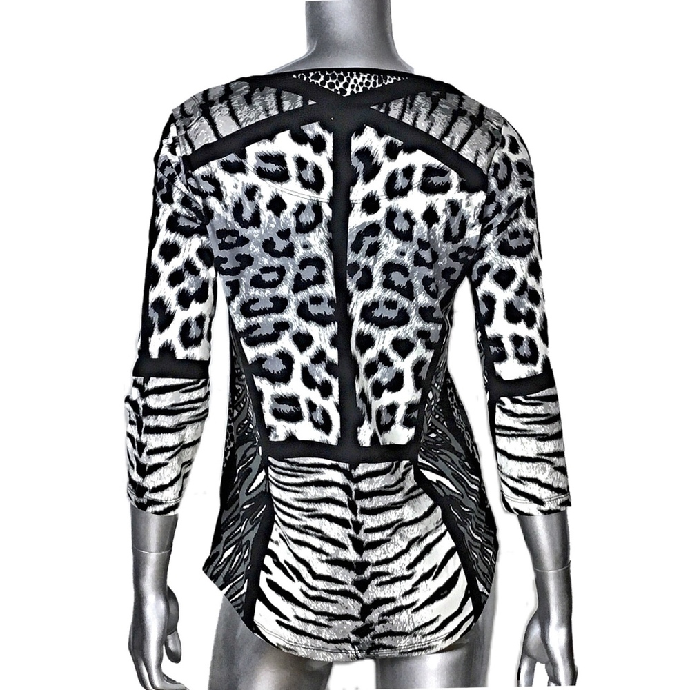 13. Multiples Zebra Leopard Print Top Sz Xs Black… - image 2